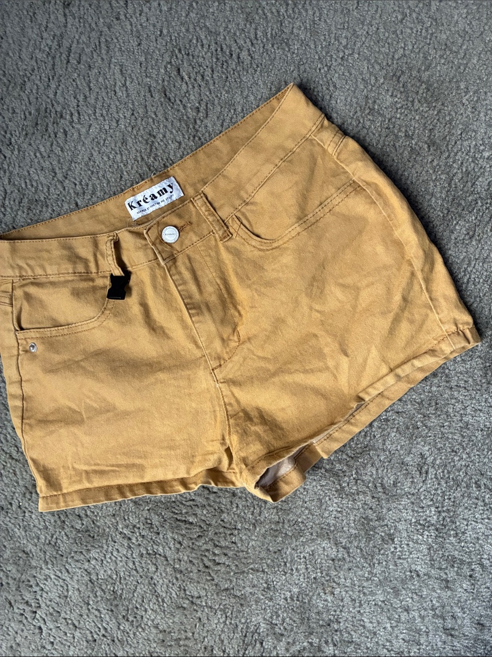 Kreami Women's Mustard Yellow Denim Jean Shorts - High-Rise Casual